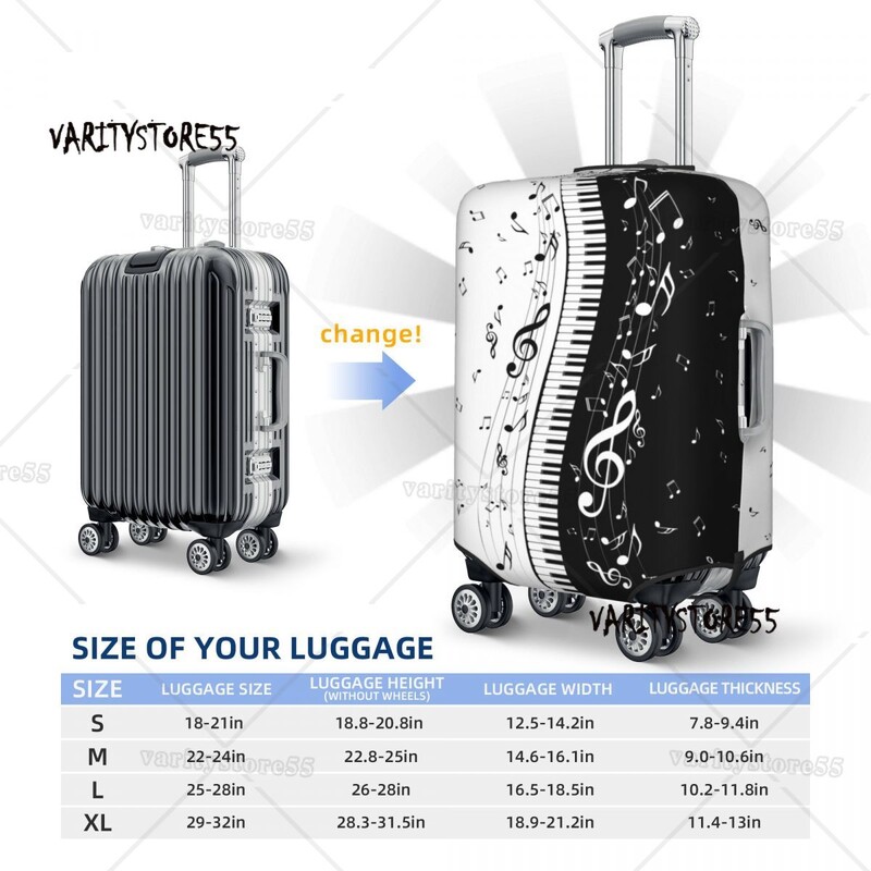 Taste de pian personalizate Note de muzică Husă pentru bagaje Husă de protecție pentru valiză amuzantă Costum pentru 18-32 inci