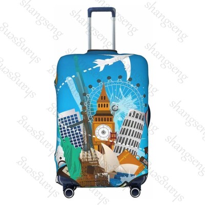 Clădiri de referință turistică Îngroșare husă pentru bagaje Elasticitate cărucior husă de praf Protecție valiză Accesorii pentru carcasă