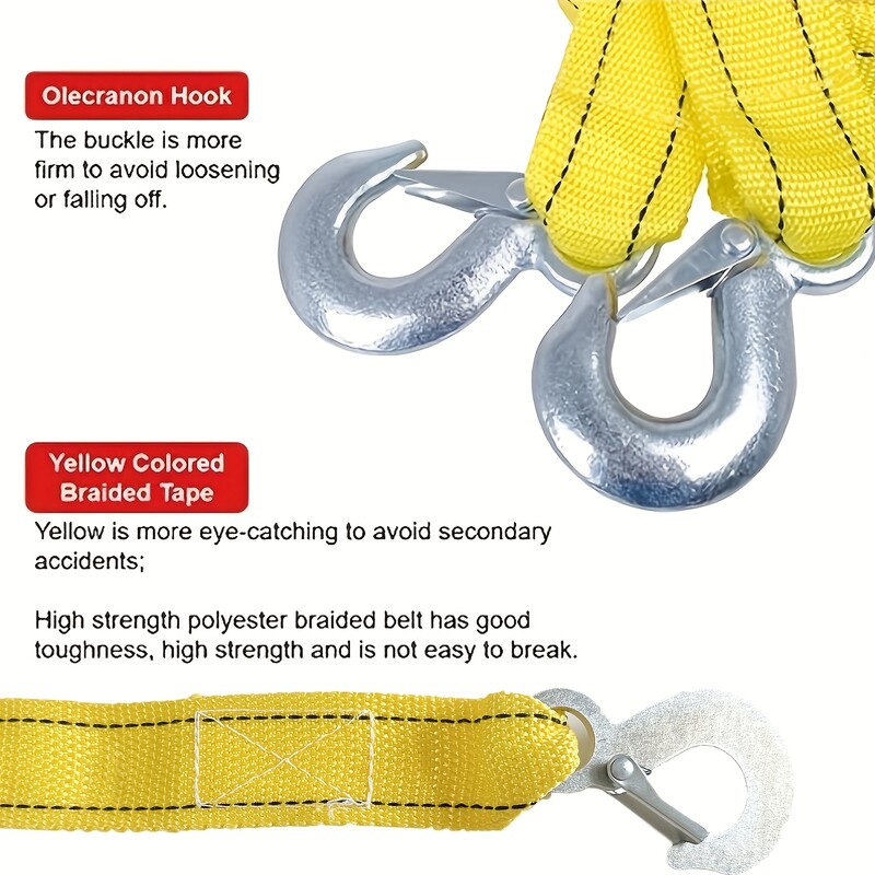 Tugev 3-tonnine nailonist pukseerimisrihm, vastupidav sõiduki päästmine koos hoiukotiga, üldotstarbeline hädaabi, välitingimustes kasutatavad turvavarustus