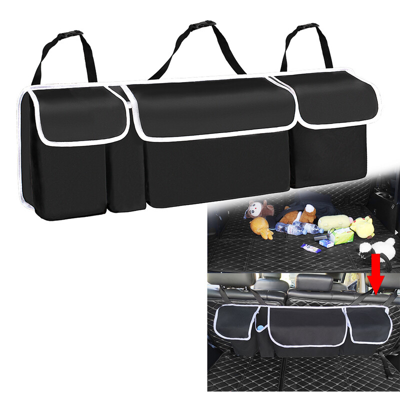 Automašīnas bagāžnieka organizators Oxford regulējams salona aksesuāri aizmugurējā sēdekļa glabāšanas soma 4 kabatas