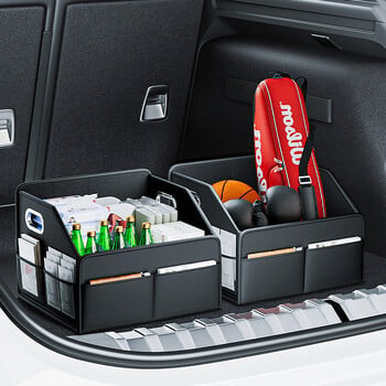 Κιβώτιο αποθήκευσης Organiser Car Trunk Box PU Δερμάτινο όχημα Πτυσσόμενο Πτυσσόμενο Boot Boot Box για SUV MPV Auto Seat Backbox