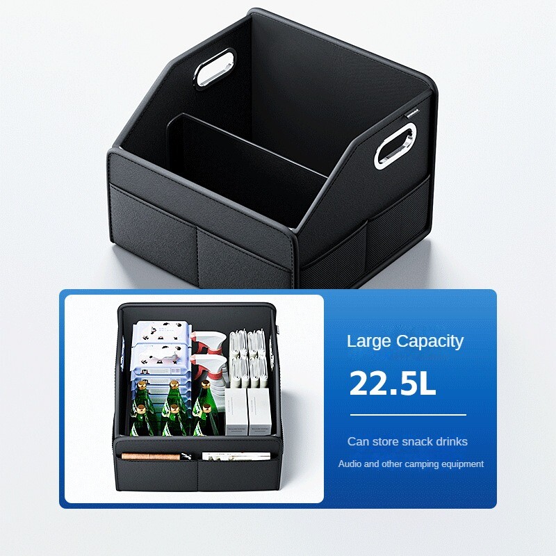 Cutie de depozitare pentru portbagajul mașinii, cutie de depozitare pentru vehicule din piele PU, pliabilă, pliabilă, cutie de organizare a portbagajului pentru SUV, MPV, cutie de spate a scaunului auto