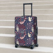 Husă pentru valiză cu model de păsări florale Ilustrație de bufniță
