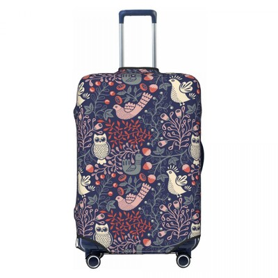 Husă pentru valiză cu model de păsări florale Ilustrație de bufniță
