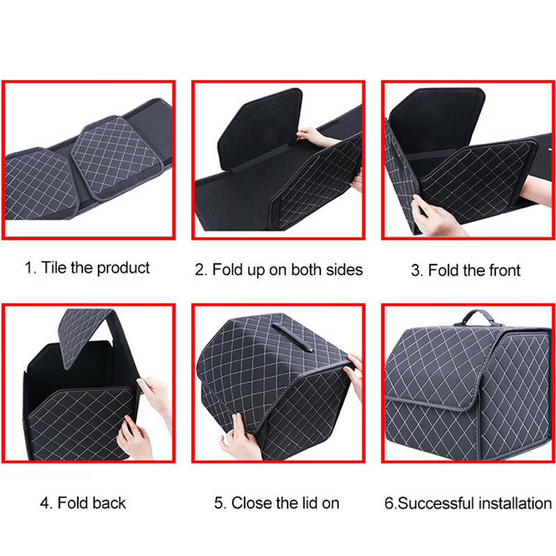 Daudzfunkcionāls saliekams automašīnas bagāžas nodalījuma organizators ar vāku Pārnēsājams automašīnas bagāžas nodalījums