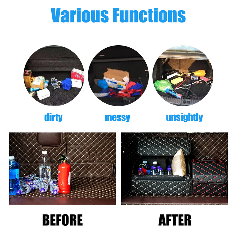 Kutija za organizatore prtljažnika automobila velikog kapaciteta Torba za pohranu automatskih višenamjenskih alata Spremanje Pospremanje Kožna sklopiva kutija za pohranu u hitnim slučajevima