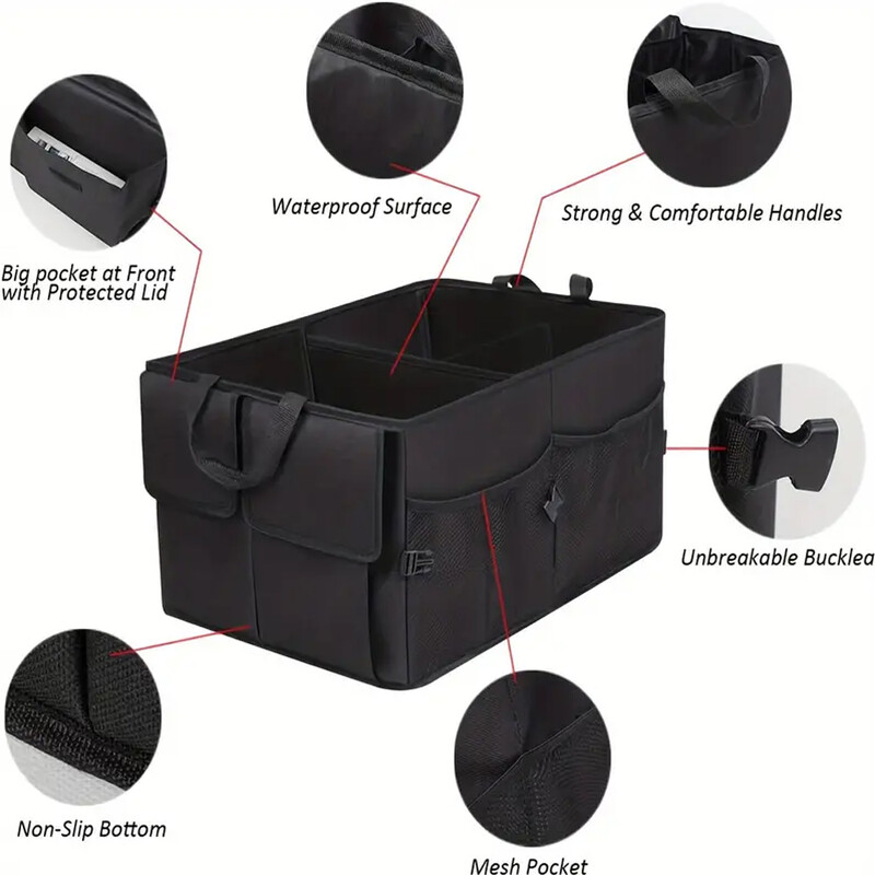 Lielas ietilpības automašīnas bagāžas nodalījuma kaste, izturīga un izturīga salokāma pārnēsājama kravas uzglabāšanas kaste, automašīnu kravas automašīnu SUV bagāžnieka piederumi