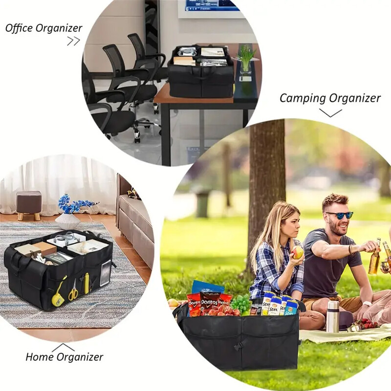 Lielas ietilpības automašīnas bagāžas nodalījuma kaste, izturīga un izturīga salokāma pārnēsājama kravas uzglabāšanas kaste, automašīnu kravas automašīnu SUV bagāžnieka piederumi