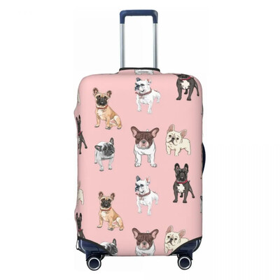 Husă valiză Bulldog francez Holiday Brown Frenchie Pixel Husă practică pentru bagaje Protecție de călătorie