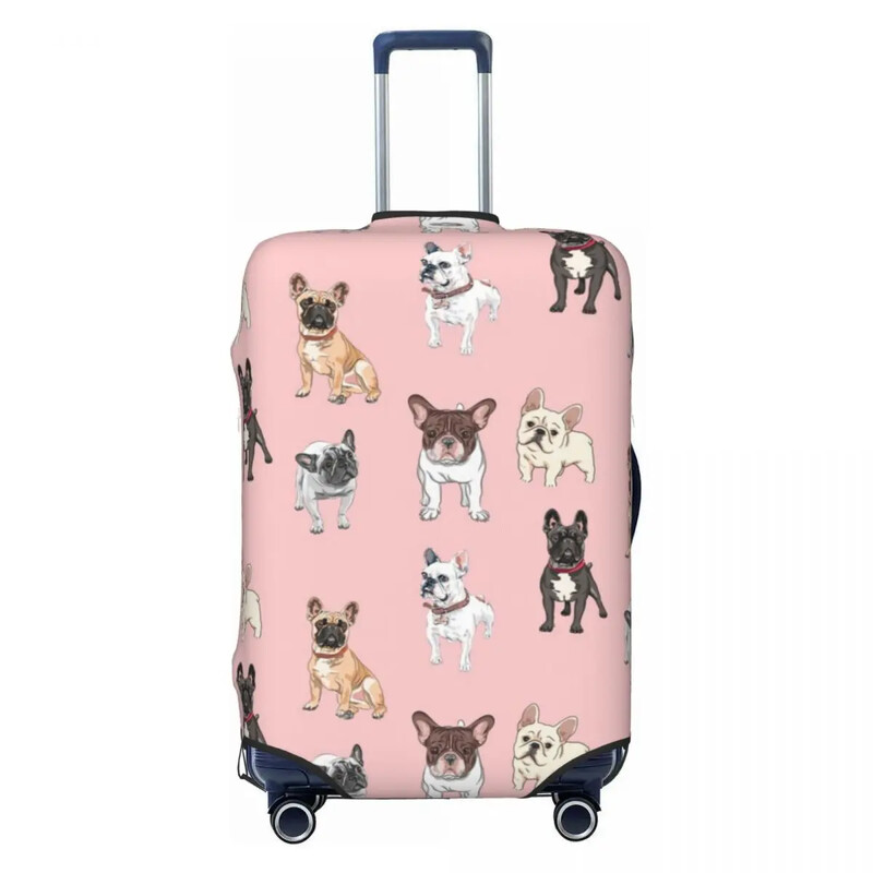 Husă valiză Bulldog francez Holiday Brown Frenchie Pixel Husă practică pentru bagaje Protecție de călătorie
