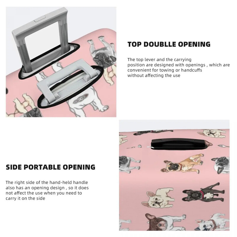 Husă valiză Bulldog francez Holiday Brown Frenchie Pixel Husă practică pentru bagaje Protecție de călătorie