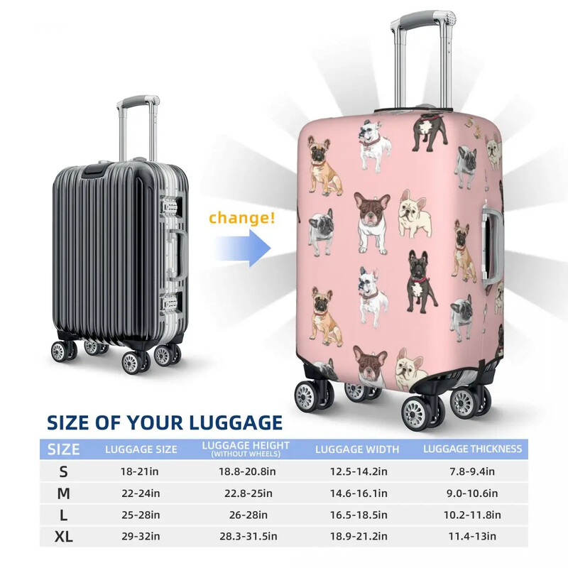 Husă valiză Bulldog francez Holiday Brown Frenchie Pixel Husă practică pentru bagaje Protecție de călătorie