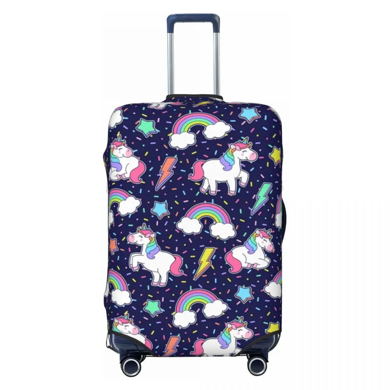 Husă pentru valiză cu unicorn cu desene animate Rainbow Thunder Travel Flight Protector practic pentru bagaje