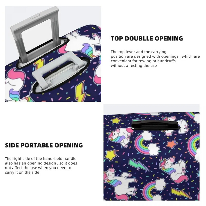 Husă pentru valiză cu unicorn cu desene animate Rainbow Thunder Travel Flight Protector practic pentru bagaje