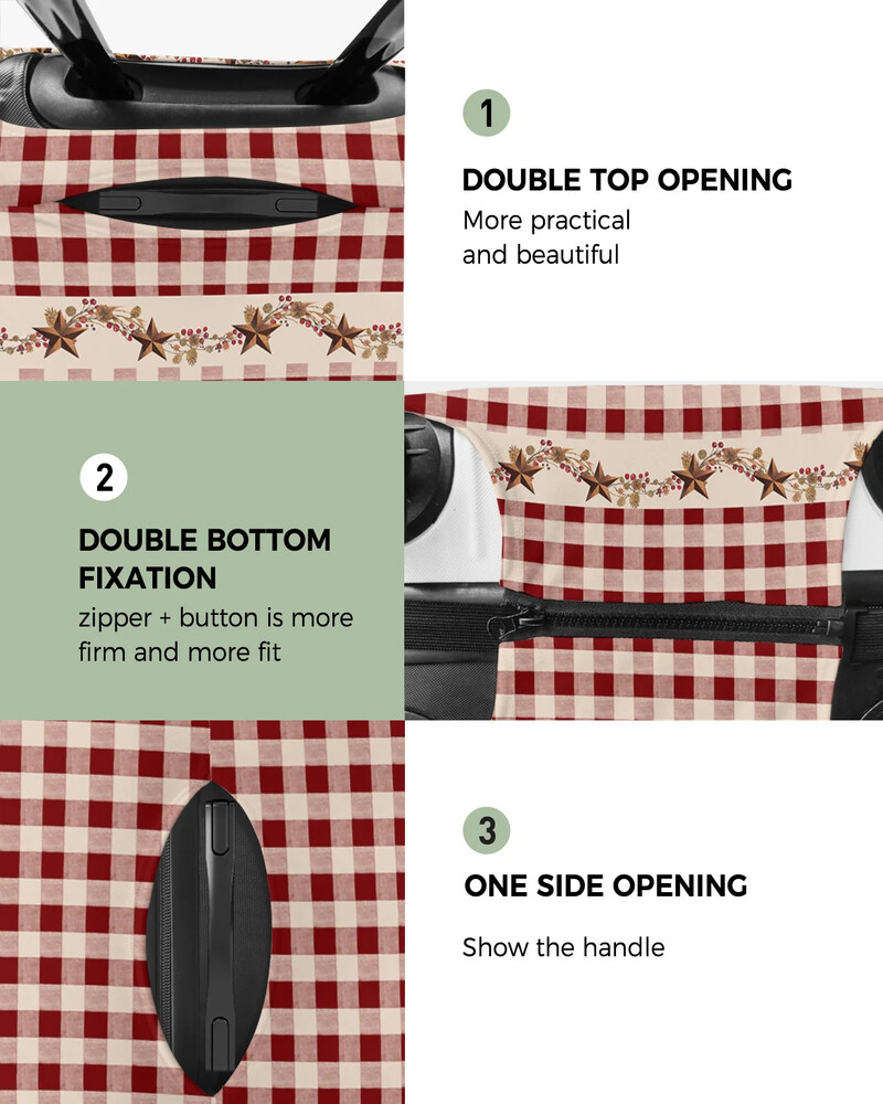 Retro crvena karirana putna prtljaga u seoskom stilu, zaštitna navlaka za putni pribor, kovčeg, elastična torbica za zaštitu od prašine, zaštitni rukav