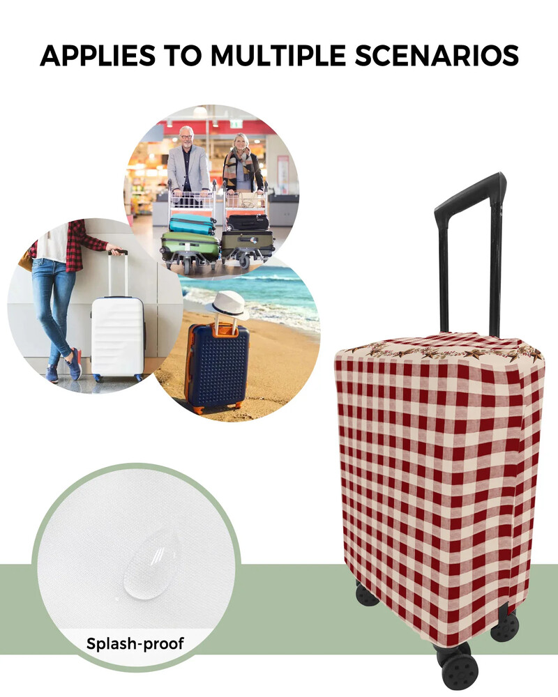 Retro crvena karirana putna prtljaga u seoskom stilu, zaštitna navlaka za putni pribor, kovčeg, elastična torbica za zaštitu od prašine, zaštitni rukav