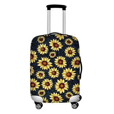 Huse pentru bagaje cu imprimeu galben de floarea soarelui Huse elastice pentru valiză de călătorie de 18-32 inci Huse de protecție pentru bagaje impermeabile împotriva prafului