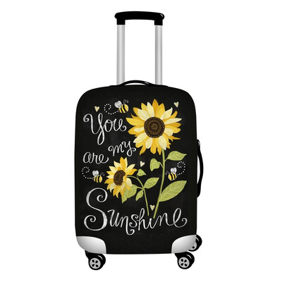 Huse pentru bagaje cu imprimeu galben de floarea soarelui Huse elastice pentru valiză de călătorie de 18-32 inci Huse de protecție pentru bagaje impermeabile împotriva prafului