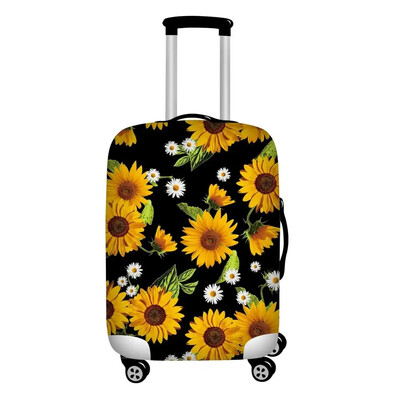 Huse pentru bagaje cu imprimeu galben de floarea soarelui Huse elastice pentru valiză de călătorie de 18-32 inci Huse de protecție pentru bagaje impermeabile împotriva prafului