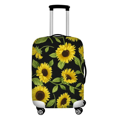 Huse pentru bagaje cu imprimeu galben de floarea soarelui Huse elastice pentru valiză de călătorie de 18-32 inci Huse de protecție pentru bagaje impermeabile împotriva prafului
