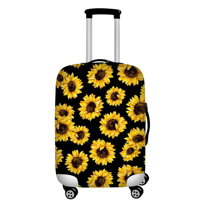 Huse pentru bagaje cu imprimeu galben de floarea soarelui Huse elastice pentru valiză de călătorie de 18-32 inci Huse de protecție pentru bagaje impermeabile împotriva prafului