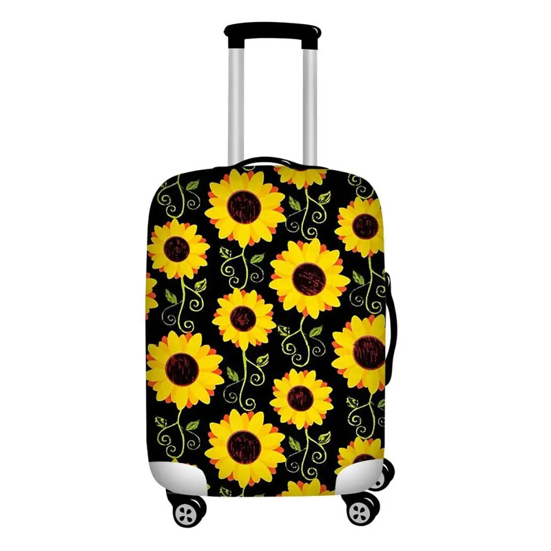 Huse pentru bagaje cu imprimeu galben de floarea soarelui Huse elastice pentru valiză de călătorie de 18-32 inci Huse de protecție pentru bagaje impermeabile împotriva prafului