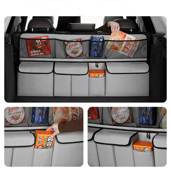 Auto Storage Organizer Τσάντα πορτμπαγκάζ αυτοκινήτου Universal μεγάλης χωρητικότητας Πίσω κάθισμα Τσάντα αποθήκευσης φορτίου Διχτυωτή θήκη τσέπης Κρεμαστή τσάντα Νέο 2024