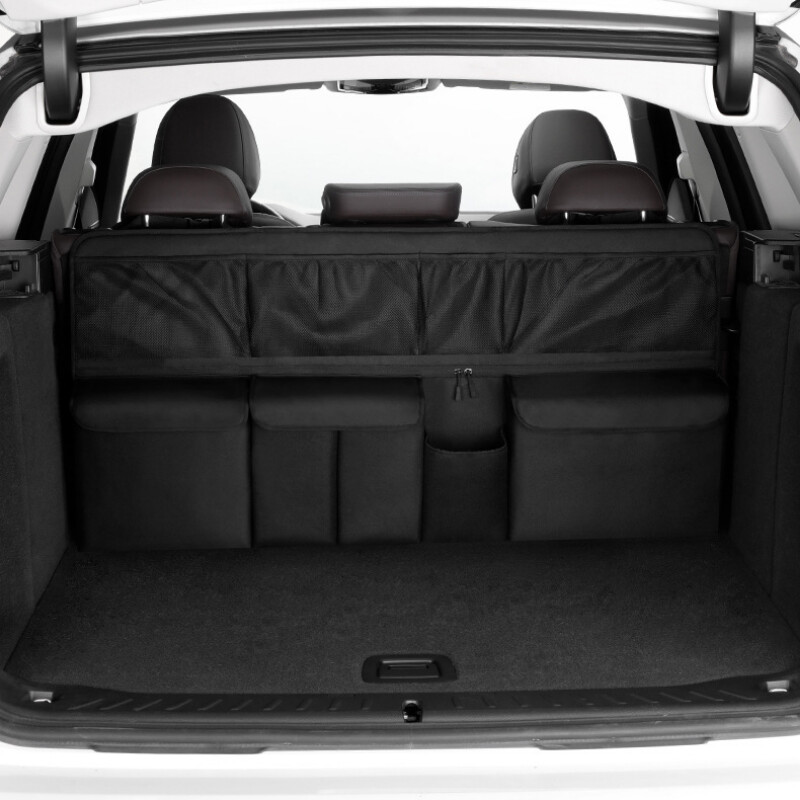 Auto Storage Organizer Auto bagāžnieka soma Universāla liela ietilpība aizmugurējā sēdekļa glabāšanas soma Cargo Mesh Holder Kabatas piekarināmā soma Jauna 2024
