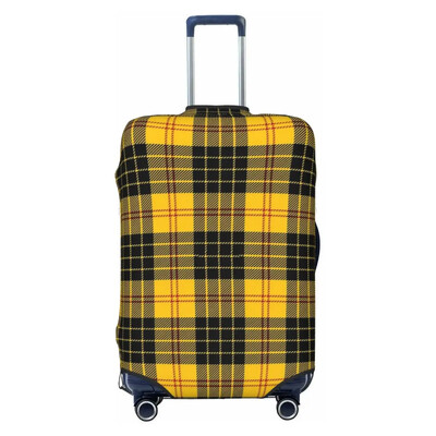 Husă pentru valiză în carouri albastră. Protector pentru accesorii bagaje elastice pentru călătorii, în șah retro