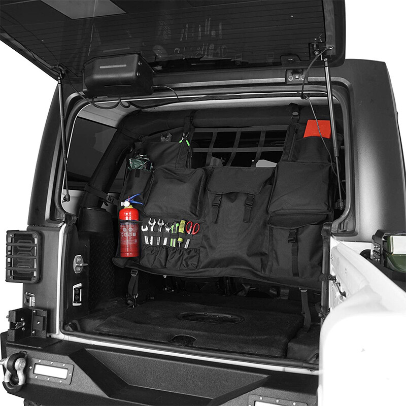 Pagasiruumi mitme taskuga hoiukott Jeepile, auto Cargo Cargo tööriistade korraldaja, mis ühildub Jeep Wrangler JK JL 07-22 (ainult 4-ukseline)