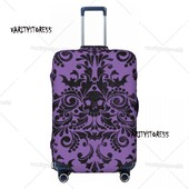 Protector de husă pentru bagaje cu model de craniu personalizat cu damasc, pentru valiză de călătorie, vrăjitoare de Halloween, gotică, ocultă, pentru 18-32 inch