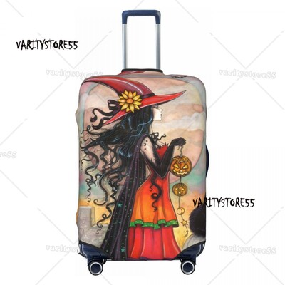 Protector de husă pentru bagaje cu model de craniu personalizat cu damasc, pentru valiză de călătorie, vrăjitoare de Halloween, gotică, ocultă, pentru 18-32 inch