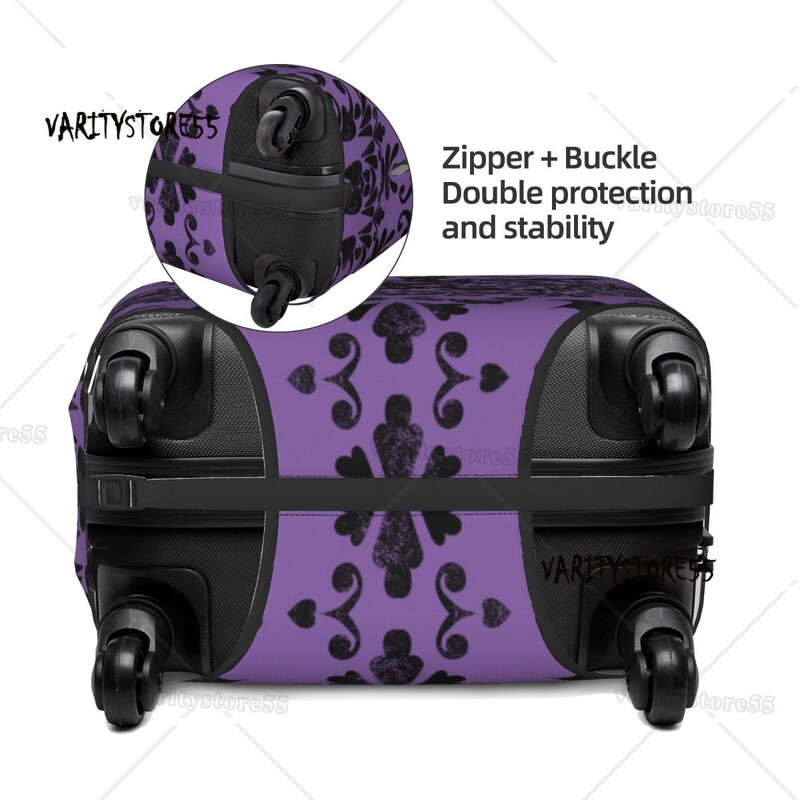 Protector de husă pentru bagaje cu model de craniu personalizat cu damasc, pentru valiză de călătorie, vrăjitoare de Halloween, gotică, ocultă, pentru 18-32 inch