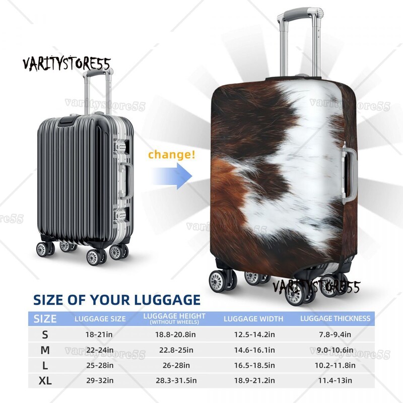 Husă personalizată pentru bagaje de călătorie din piele de vacă din Highland scoțian, husă de protecție pentru valiză din piele, pentru 18-32 inch