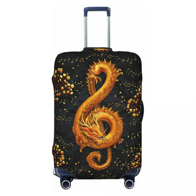 Pielāgoti smieklīgi Treble Clef mūzikas pūķa bagāžas pārsega aizsargi, elastīgi ceļojumu čemodānu pārsegi