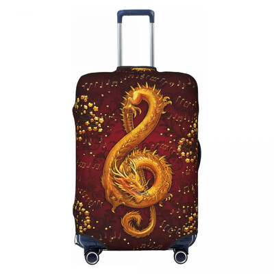 Pielāgoti smieklīgi Treble Clef mūzikas pūķa bagāžas pārsega aizsargi, elastīgi ceļojumu čemodānu pārsegi