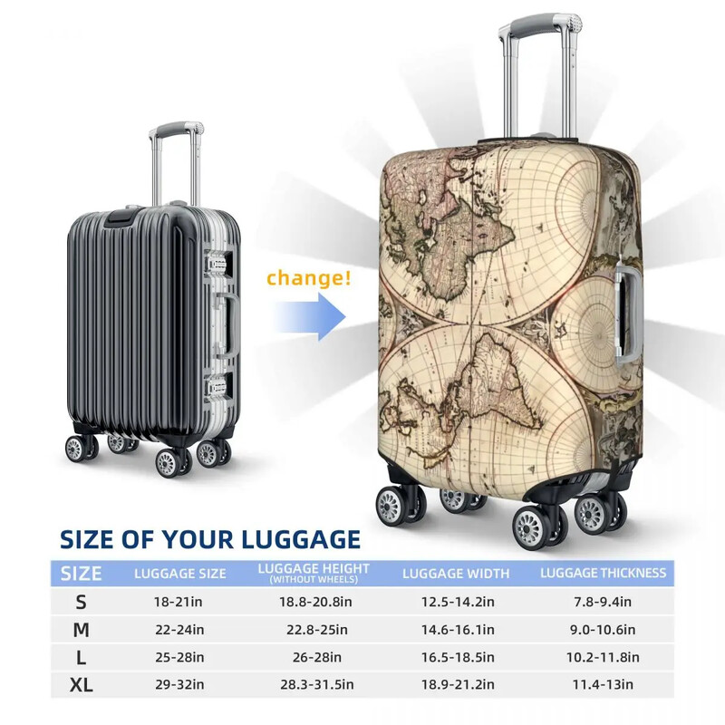 Map Of The Print Huse de protecție pentru bagaje Elastic Impermeabil 18-32 inch Husă pentru valiză Accesorii de călătorie