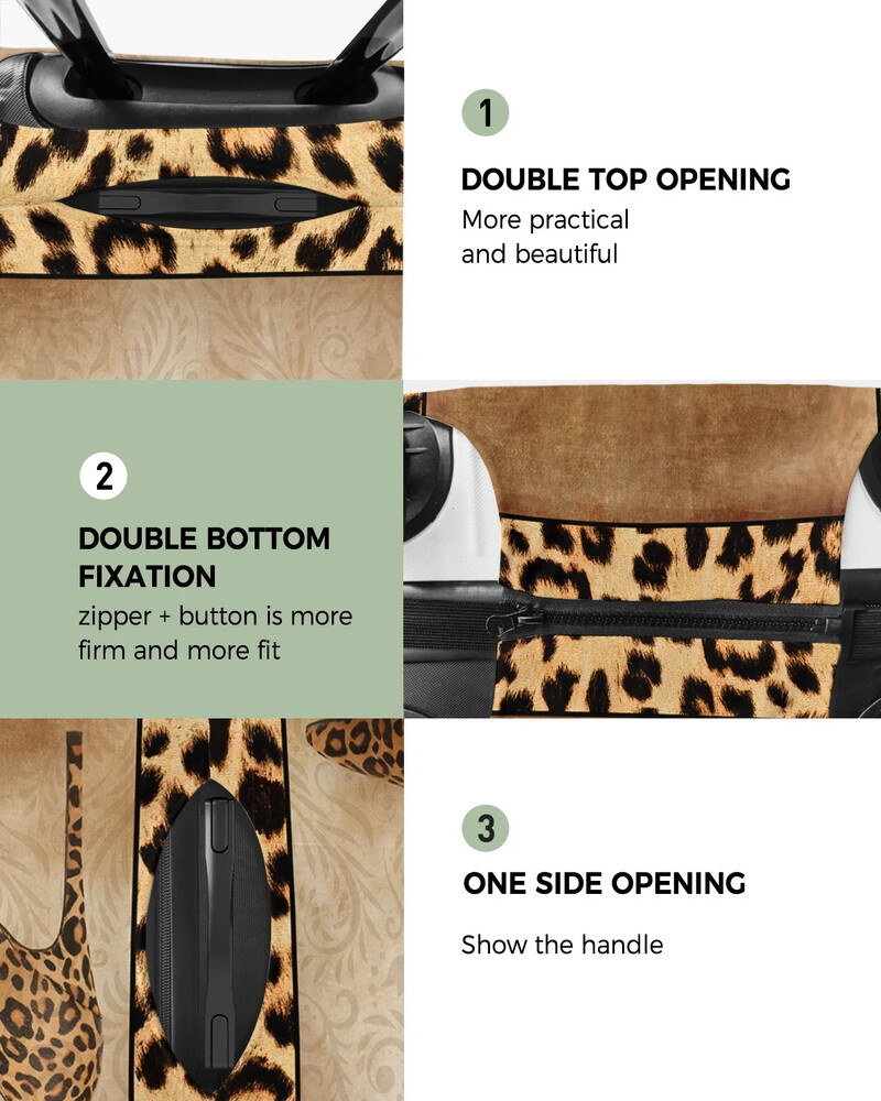 Leopard Print augstpapēžu bagāžas pārsegs, elastīgs čemodāns aizsargs bagāžas putekļu vāciņš 18-32 collu ceļojumu čemodānam