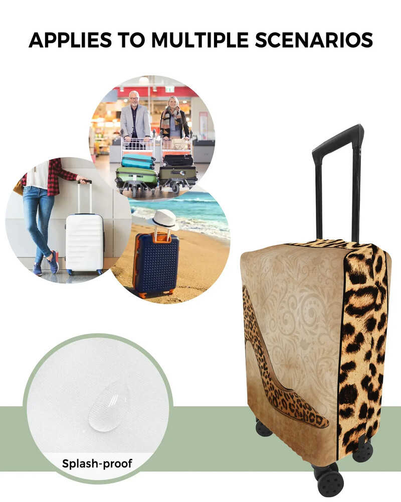Leopard Print augstpapēžu bagāžas pārsegs, elastīgs čemodāns aizsargs bagāžas putekļu vāciņš 18-32 collu ceļojumu čemodānam