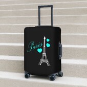 Turnul Eiffel Paris Husă valiză Ilustrație Franța Teal Negru Vacanță de afaceri Protector practic pentru bagaje