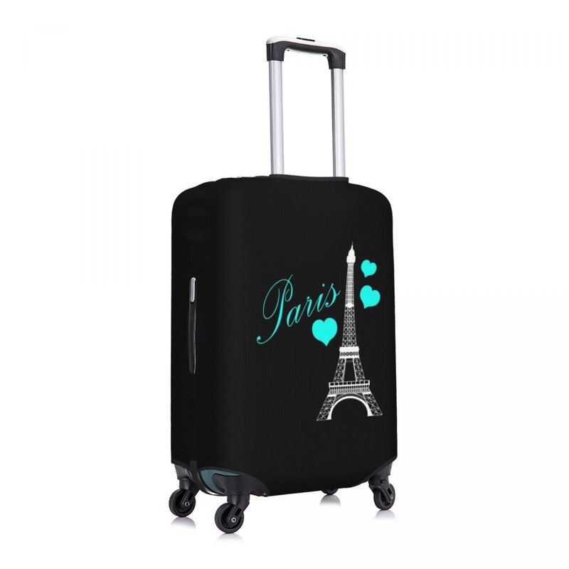 Turnul Eiffel Paris Husă valiză Ilustrație Franța Teal Negru Vacanță de afaceri Protector practic pentru bagaje