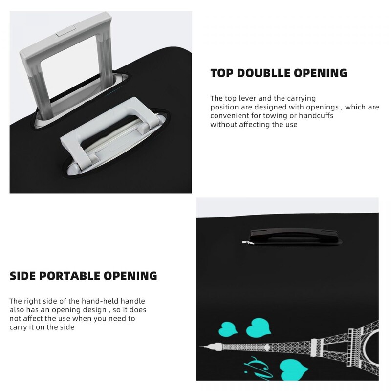 Turnul Eiffel Paris Husă valiză Ilustrație Franța Teal Negru Vacanță de afaceri Protector practic pentru bagaje