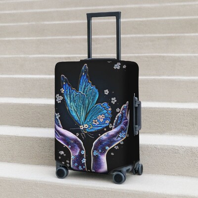 Butterfly Print bőröndborító Magic Flower Hands Holiday Travel Fun Csomagtok védelme