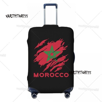 Personalizat Heartbeat Maroc Drapelul țării Husă pentru bagaje de călătorie Inimă marocană Familie Valisă Protector Fit 18-32 inch