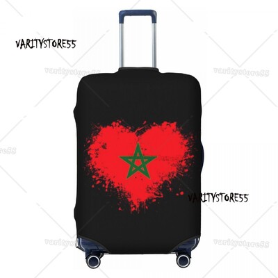 Personalizat Heartbeat Maroc Drapelul țării Husă pentru bagaje de călătorie Inimă marocană Familie Valisă Protector Fit 18-32 inch