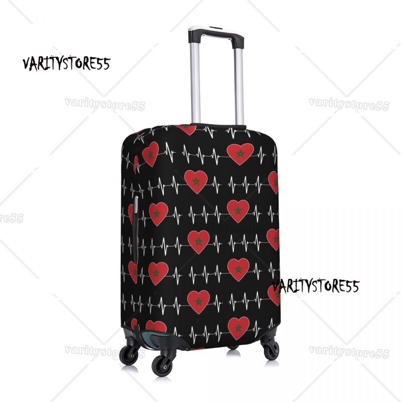 Personalizat Heartbeat Maroc Drapelul țării Husă pentru bagaje de călătorie Inimă marocană Familie Valisă Protector Fit 18-32 inch