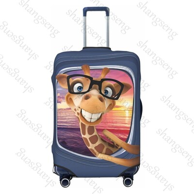Desen animat amuzant girafă Îngroșare husă pentru bagaje Elasticitate cărucior husă de praf Husă de protecție pentru valiză Accesorii pentru carcasă