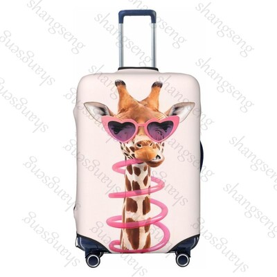 Desen animat amuzant girafă Îngroșare husă pentru bagaje Elasticitate cărucior husă de praf Husă de protecție pentru valiză Accesorii pentru carcasă