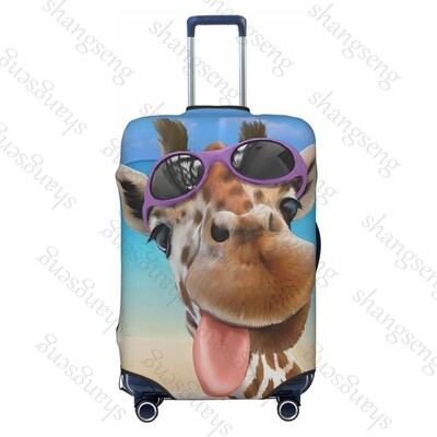 Desen animat amuzant girafă Îngroșare husă pentru bagaje Elasticitate cărucior husă de praf Husă de protecție pentru valiză Accesorii pentru carcasă