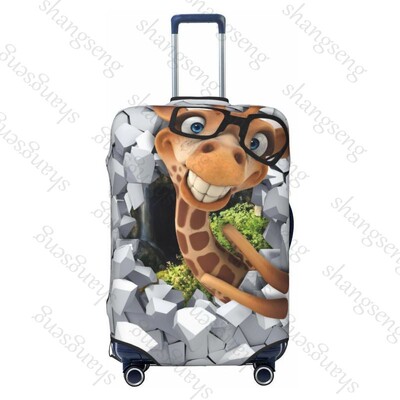 Desen animat amuzant girafă Îngroșare husă pentru bagaje Elasticitate cărucior husă de praf Husă de protecție pentru valiză Accesorii pentru carcasă